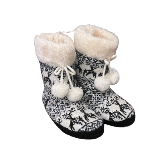 Joe Boxer Black and White Slipper Boots - Picture 4 of 6